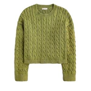 J. Crew Fresh Green Cable Knit Sweater